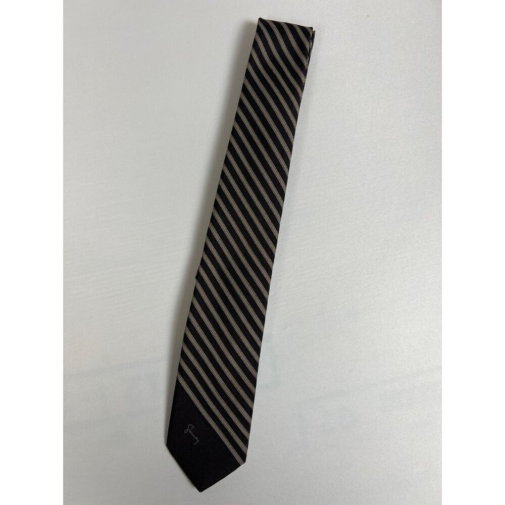 Givenchy Men's Vintage Striped Silk Tie Black Beige Paris Designer Luxury Access